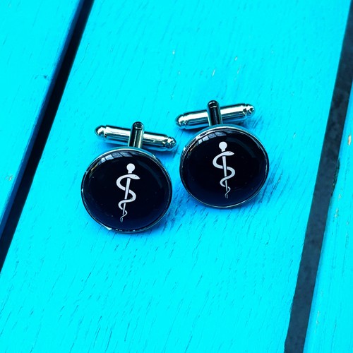 Rod asclepius cufflinks - cufflinks, |