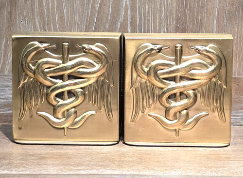 Vintage brass caduceus - brass,